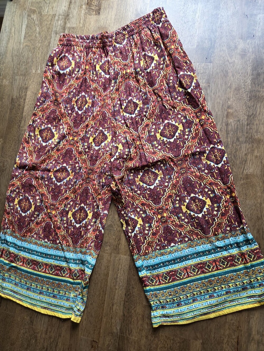 Papa Vancouver Boho Printed Wide Leg Crop Pants